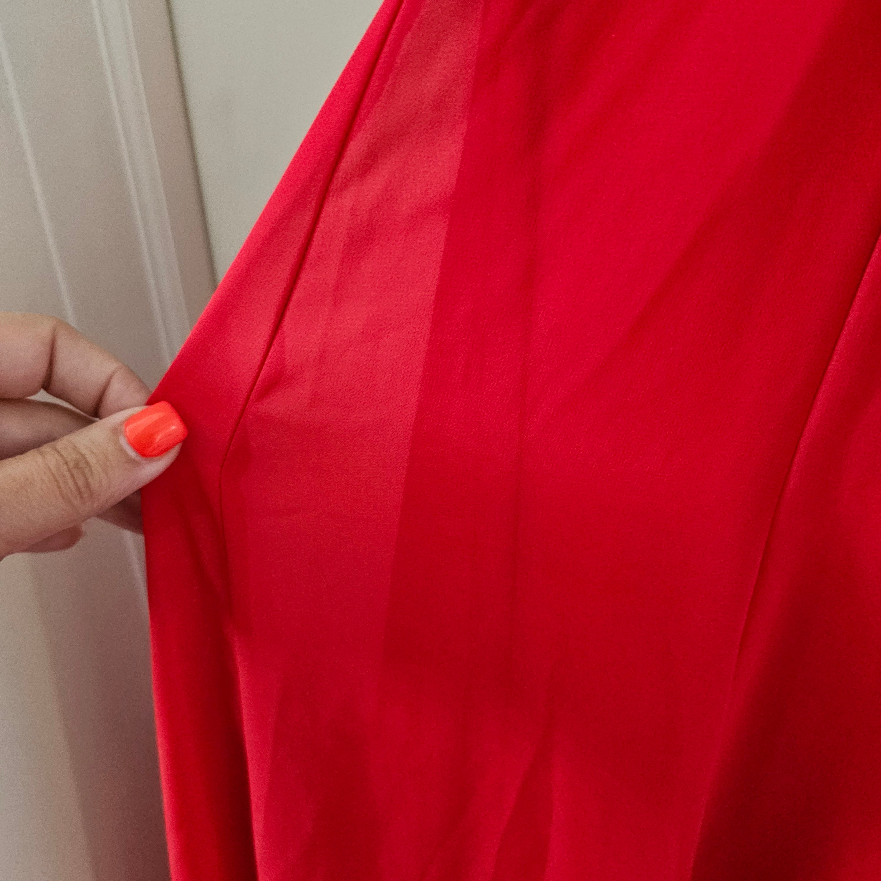 Red Floor Length Express Halter Top Dress