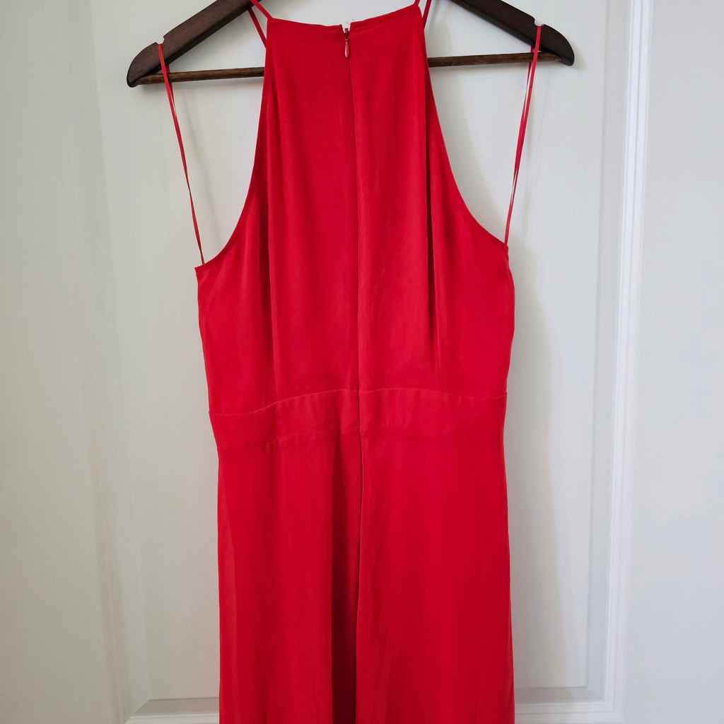Red Floor Length Express Halter Top Dress