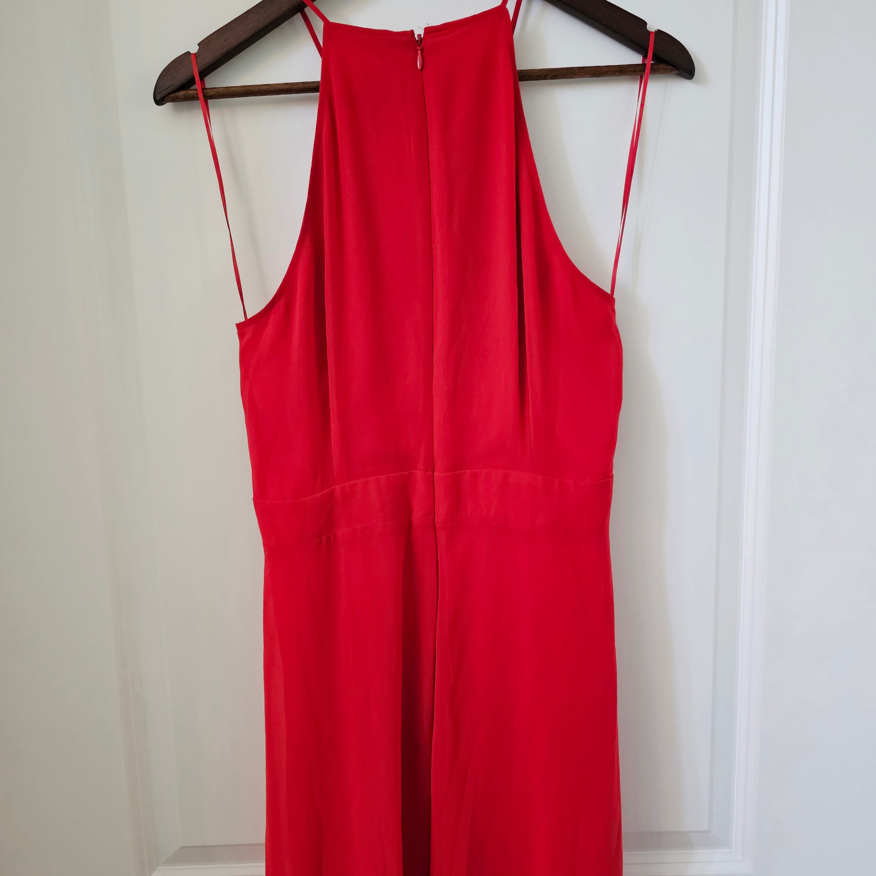 Red Floor Length Express Halter Top Dress