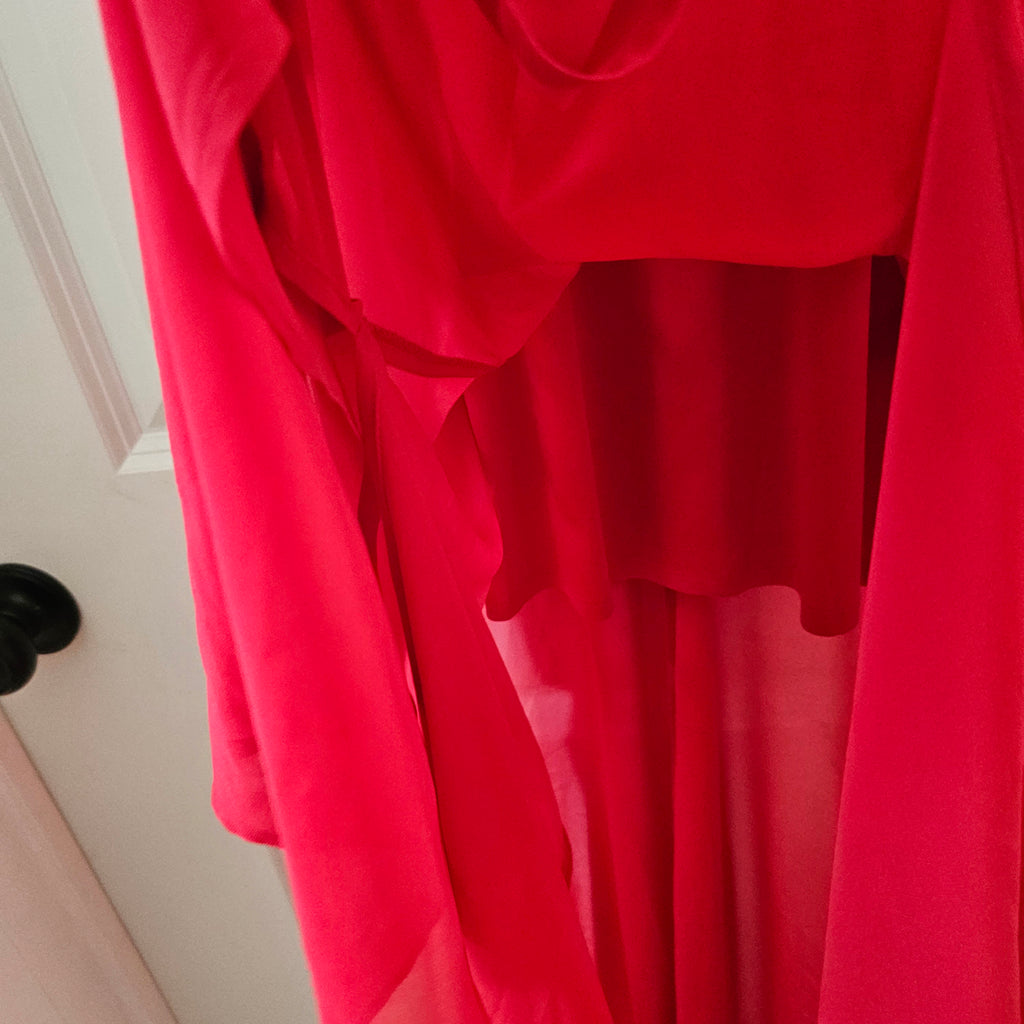 Red Floor Length Express Halter Top Dress