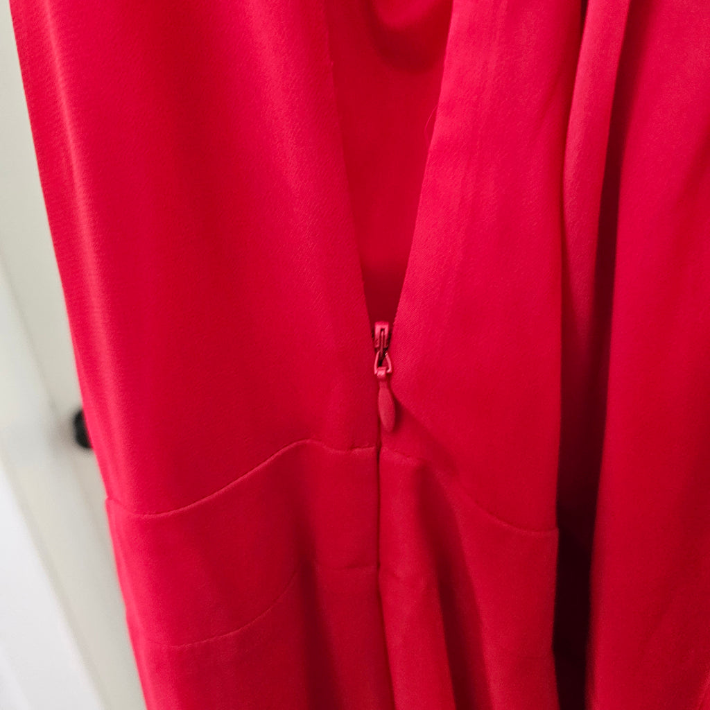 Red Floor Length Express Halter Top Dress